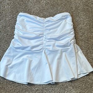 Amazon White Ruched Mini Skirt